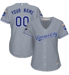 Men Women Youth All Size Kansas City Royals Majestic Grey Cool Base Custom Alternate Jersey