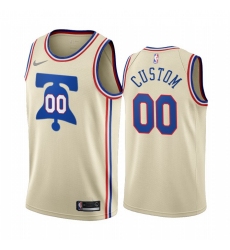 Men Women youth Nike 76ers Custom Cream NBA Swingman 2020 21 Earned Edition Jersey 