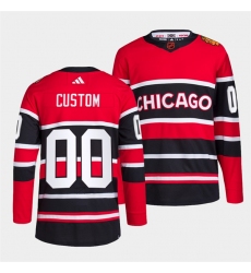 Men Women Youth Chicago Blackhawks Custom Red Black 2022 Reverse Retro Stitched Jersey