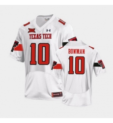 Men Texas Tech Red Raiders Alan Bowman Replica White Football Team Jersey