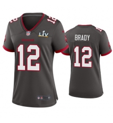 Women Tom Brady Buccaneers Pewter Super Bowl Lv Game Jersey