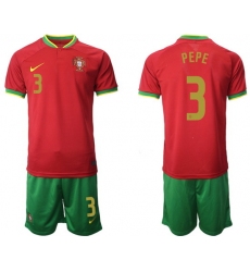 Portugal 2022 World Cup Soccer Jersey #3 PEPE RED