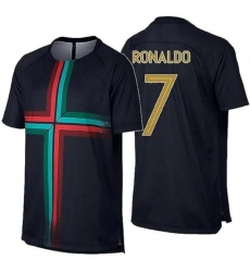 Youth Ronaldo 7 Portugal Black Football Team Jersey