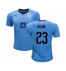 Uruguay #23 Silva Home Soccer Country Jersey