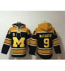 Men Michigan Wolverines 9 J J  McCarthy Black Yellow Ageless Must Have Lace Up Pullover Hoodie