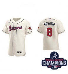 Men Nike Atlanta Braves 8 Eddie Rosario Ice Cream Alternate Stitched Baseball Stitched MLB 2021 Champions Patch Jersey