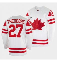 Men's Shea Theodore Canada Hockey White 2022 Beijing Winter #27 Olympic Home Jersey