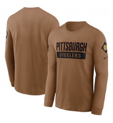 Men Pittsburgh Steelers 2023 Brown Salute To Service Long Sleeve T Shirt