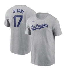 Men Los Angeles Dodgers 17 Shohei Ohtani Grey 2024 Fuse Name Number T Shirt