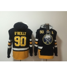 Men Buffalo Sabres 90 Ryan O'Reilly Black Stitched Hoodie