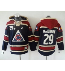 Men Colorado Avalanche 29 Nathan MacKinnon Blue Stitched Hoody