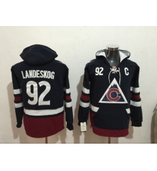 Men Colorado Avalanche 92 Gabriel Landeskog Blue Stitched Hoodie