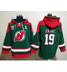 Men New Jersey Devils 19 Travis Zajac Green Stitched Hoody