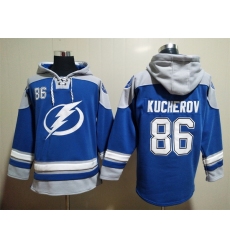 Men's Tampa Bay Lightning #86 Nikita Kucherov Blue Ageless Must-Have Lace-Up Pullover Hoodie