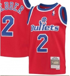 Bullets #2 Webber Red Stitched M&N NBA Jersey