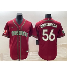 Men Mexico Baseball 56 Randy Arozarena 2023 Red World Baseball Classic Stitched JerseyS