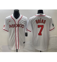 Men Mexico Baseball 7 Julio Urias New White 2023 World Baseball Classic Stitched Jersey II