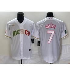 Men Mexico Baseball 7 Julio Urias New White 2023 World Baseball Classic Stitched JerseyS