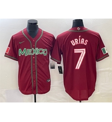 Men Mexico Baseball 7 Julio Urias The Red 2023 World Baseball Classic Stitched Jersey
