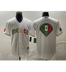 Men Mexico Baseball White 2023 World Baseball Classic Team Big Logo Stitched Jersey 1