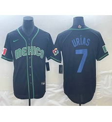 Men's Mexico Baseball #7 Julio Urias 2023 Black Blue World Classic Stitched Jersey