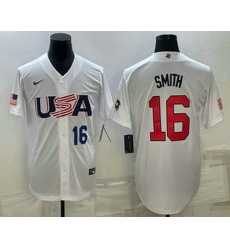 Men's USA Baseball #16 Will Smith Number 2023 White World Baseball Classic Stitched Jersey