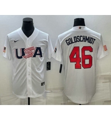 Men's USA Baseball #46 Paul Goldschmidt 2023 White World Baseball Classic Stitched Jerseys