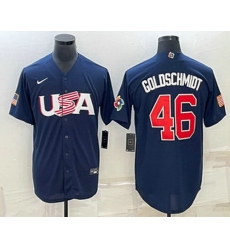 Men's USA Baseball #46 Paul Goldschmidt Number 2023 Navy World Baseball Classic Stitched Jersey