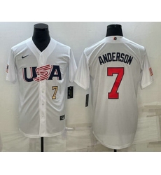 Mens USA Baseball #7 Tim Anderson Number 2023 White World Baseball Classic Stitched Jersey