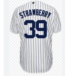 Men New York Yankees #39 Darryl Strawberry White Strips Stitched Jersey