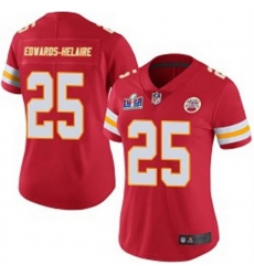 Women Kansas City Chiefs 25 Clyde Edwards Helaire Red Vapor Untouchable Stitched NFL 2024 Super Bowl LVIII Jersey