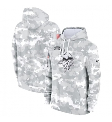 Youth Minnesota Vikings 2024 White Gray Salute To Service Pullover Hoodie