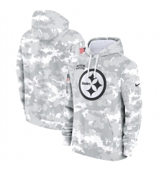 Youth Pittsburgh Steelers 2024 White Gray Salute To Service Pullover Hoodie