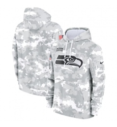 Youth Seattle Seahawks 2024 White Gray Salute To Service Pullover Hoodie