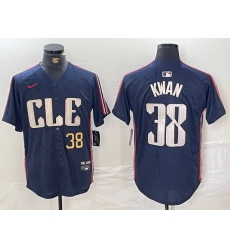 Men Cleveland Guardians 38 Steven Kwan Navy 2024 City Connect Limited Stitched Baseball Jersey 4