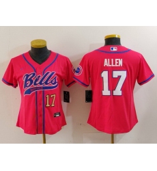 Women Buffalo Bills 17 Josh Allen Red Cool Base Stitched Baseball Jersey