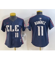 Women Cleveland Guardians 11 Jose Ram EDrez Navy 2024 City Connect Limited Stitched Baseball Jersey 4