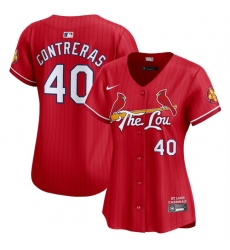 Women St  Louis Cardinals 40 Willson Contreras Red 2024 City Connect Limited Stitched Baseball Jersey