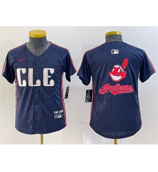 Youth Cleveland Guardians Team Big Logo Navy 2024 City Connect Stitched Baseball Jersey