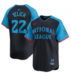 Men National League 22 Christian Yelich Navy 2024 All Star Limited Stitched Baseball Jersey