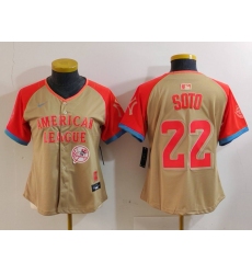 Women American League 22 Juan Soto Cream 2024 All Star Limited Stitched Baseball Jersey 6