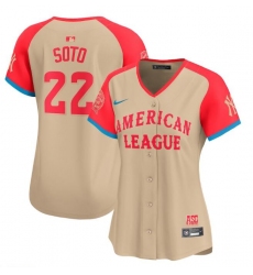 Women American League 22 Juan Soto Cream 2024 All Star Limited Stitched Baseball Jersey