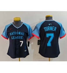 Women National League 7 Trea Turner Navy 2024 All Star Limited Stitched Baseball Jersey 9