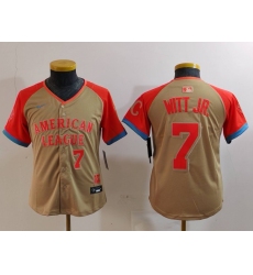 Youth American League 7 Bobby Witt Jr  Cream 2024 All Star Limited Stitched Jersey 1