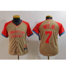 Youth American League 7 Bobby Witt Jr  Cream 2024 All Star Limited Stitched Jersey 3