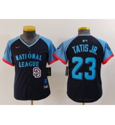 Youth National League 23 Fernando Tatis Jr  Navy 2024 All Star Limited Stitched Baseball Jersey 7