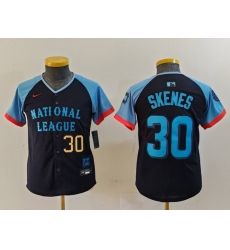 Youth National League 30 Paul Skenes Navy 2024 All Star Limited Stitched Baseball Jersey 1