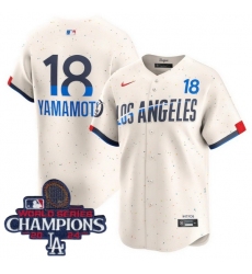 Men Nike Los Angeles Dodgers Yoshinobu Yamamoto #18 Ice Cream 2024 World Series Champions Stitched MLB Jersey