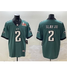 Men Philadelphia Eagles 2 Darius Slay Jr  Green 2025 Super Bowl LIX Patch Vapor Untouchable Limited Stitched Football Jersey