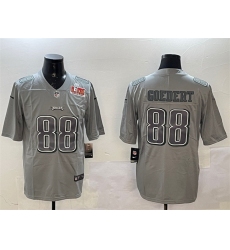 Men Philadelphia Eagles 88 Dallas Goedert Grey 2025 Super Bowl LIX Patch Atmosphere Fashion Vapor Untouchable Limited Stitched Football Jersey